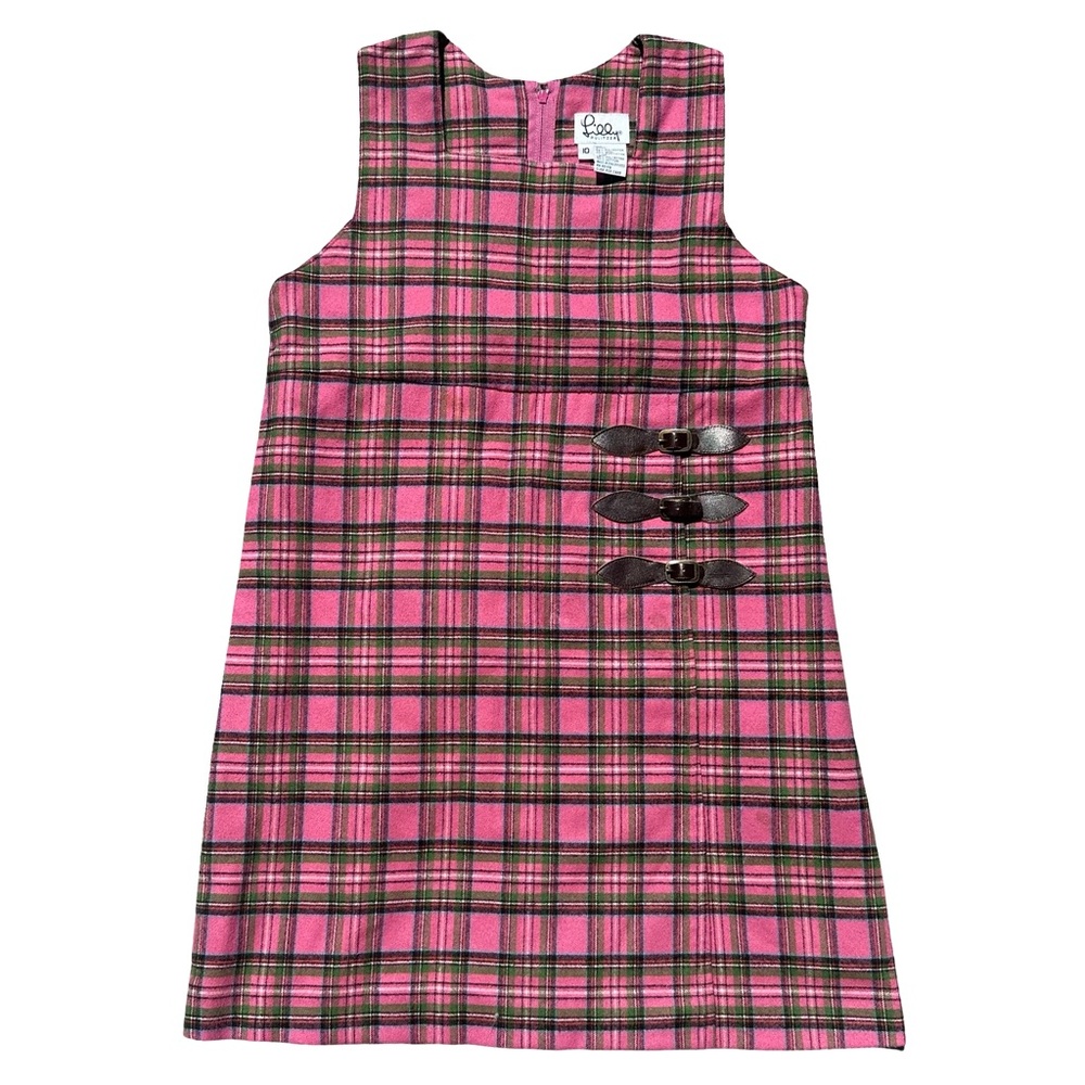 Lilly Pulitzer Girls Vintage Pink Plaid Wool Blend Dress Size 10